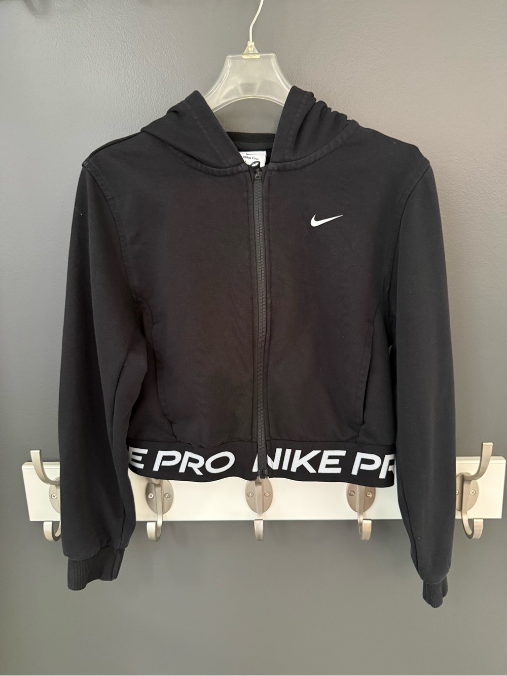 Nike Pro Girls Black Zip-Up Lightweight Hoodie